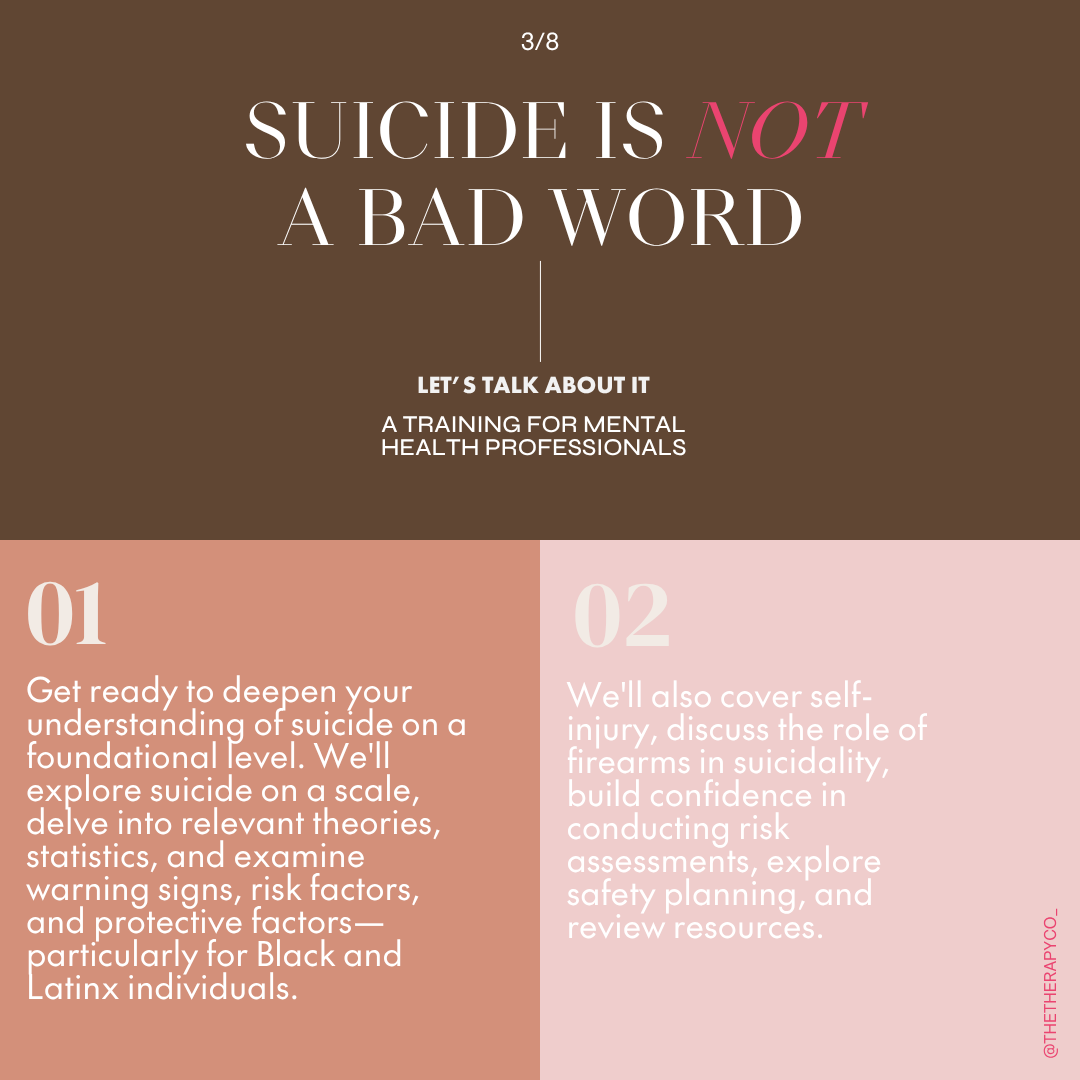 Suicide is Not a Bad Word - A Training for Mental Health Professionals
