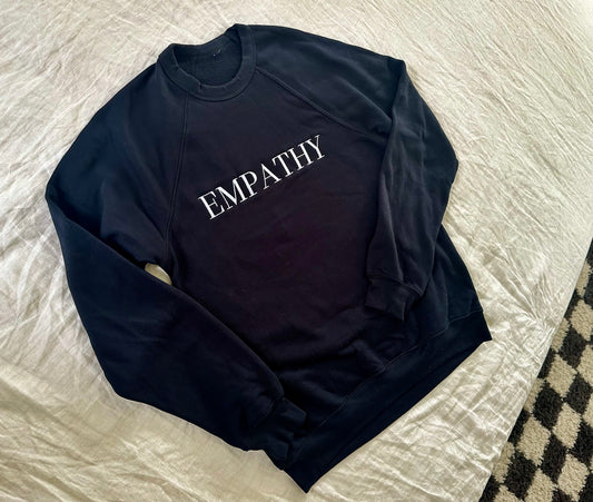 Empathy Black Crewneck with White Embroidery/Print